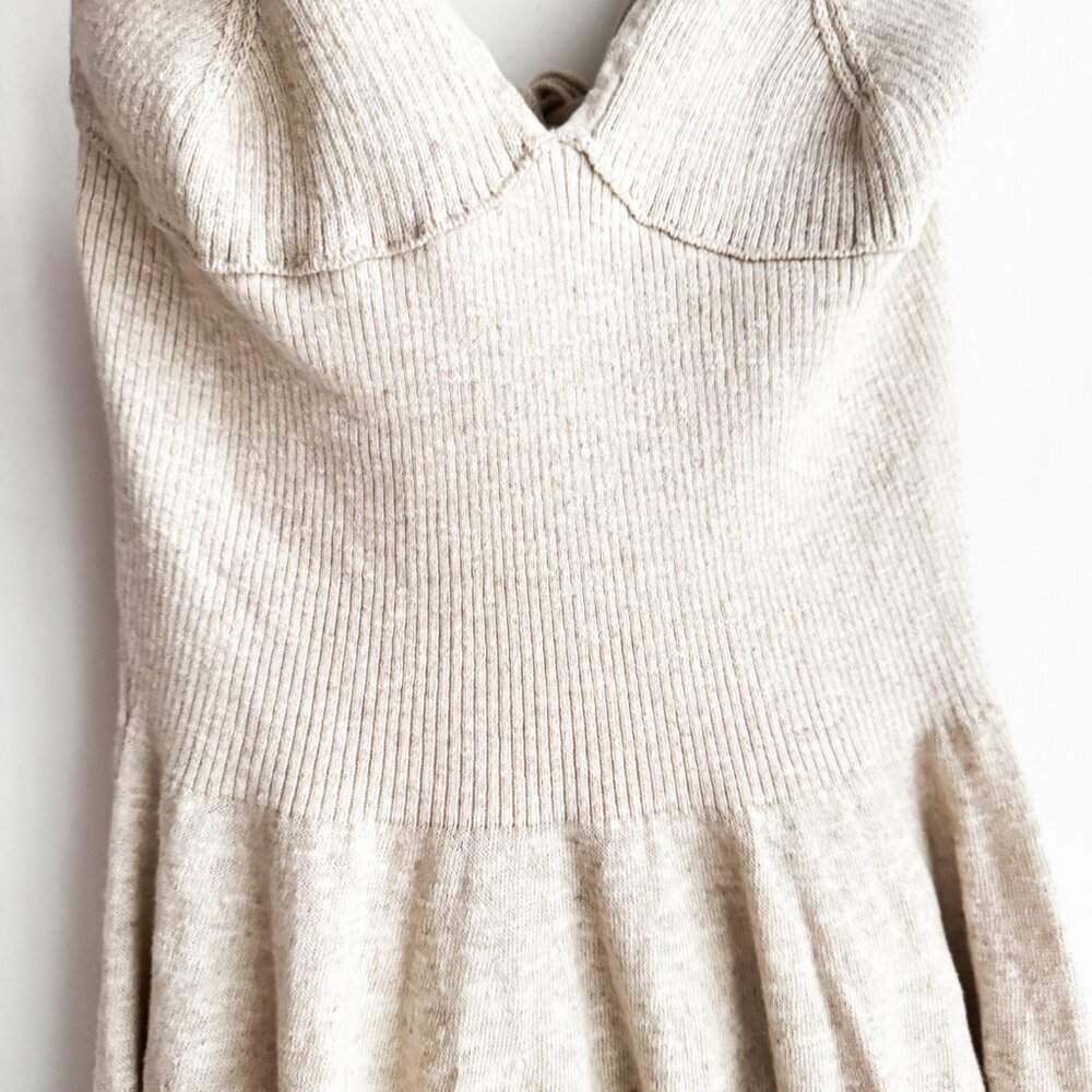 Free People Beach Oatmeal Beige Knit Midi Dress S - Picture 6 of 8